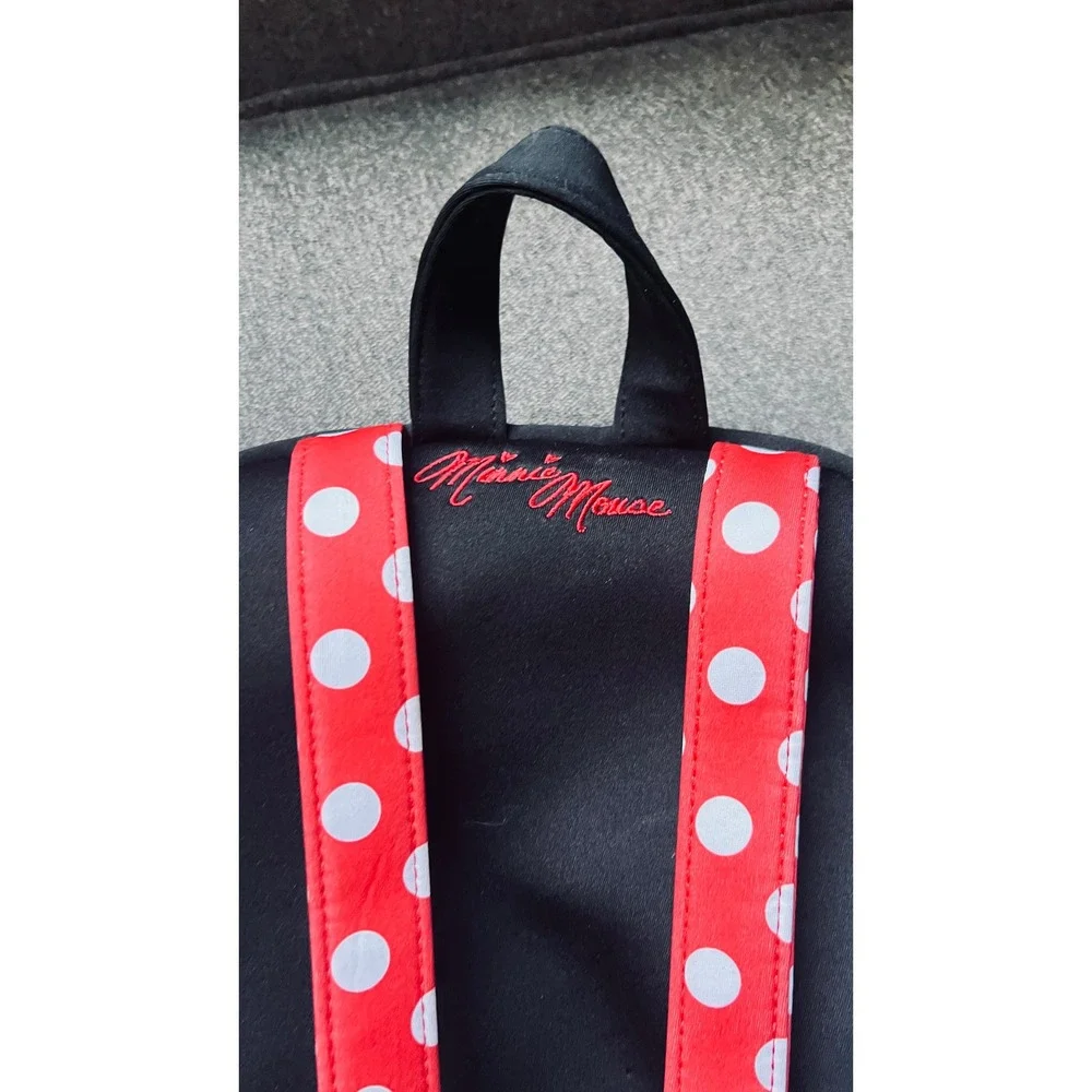 Disney Minnie Mouse Backpack Kids Small Black Red Polka Dot 3D Bow Bag